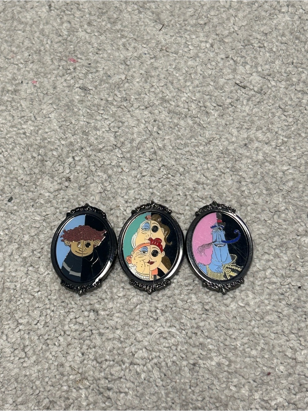 Hot Topic Black Enamel Trading Card Pin Set with Pink, Blue, Green Accents
